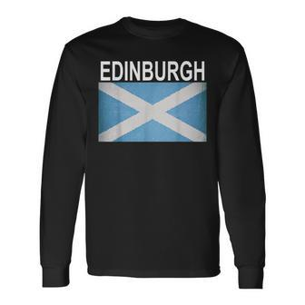 Edinburg Scotland Flag Artistic City Long Sleeve T-Shirt | Mazezy