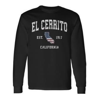 El Cerrito California Ca Vintage American Flag Sports Long Sleeve T-Shirt | Mazezy