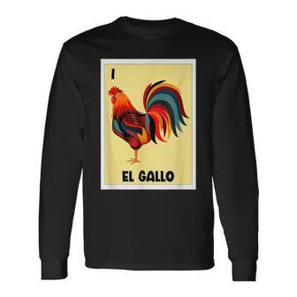 El Gallo Mexican Bingo Card Spanish Hispanic The Rooster Long Sleeve T-Shirt - Seseable