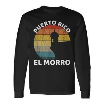 El Morro San Juan Puerto Rico Retro Vintage Long Sleeve T-Shirt | Mazezy