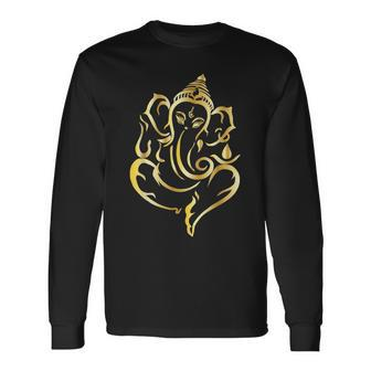 Elegant Lord Ganesha Hindu Indian God Spiritual Elephant Long Sleeve T-Shirt | Mazezy