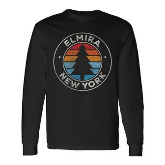 Elmira New York Ny Vintage Graphic Retro 70S Long Sleeve T-Shirt | Mazezy
