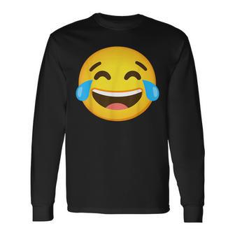 Emoticon Laughing Tears Face With Tears Of Joy Long Sleeve T-Shirt | Mazezy