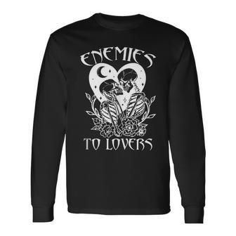 Enemies To Lovers Skeleton Bookish Romance Reader Book Club Long Sleeve T-Shirt T-Shirt | Mazezy