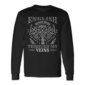 English Blood Runs Through My Veins Viking & Odin Long Sleeve T-Shirt - Seseable
