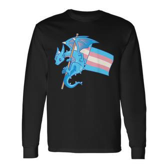 Epic Dragon With Trans Pride Flag Lgbtq Long Sleeve T-Shirt T-Shirt | Mazezy