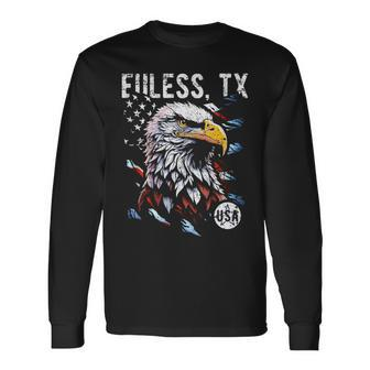 Euless Tx Patriotic Eagle Usa Flag Vintage Style Long Sleeve T-Shirt | Mazezy