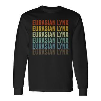 Eurasian Lynx Retro Long Sleeve T-Shirt | Mazezy