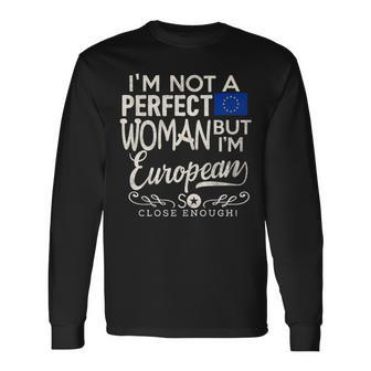 European Union Flag Woman European Pride Souvenir Funn Long Sleeve T-Shirt T-Shirt | Mazezy