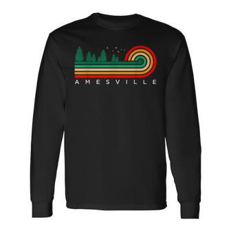Evergreen Vintage Stripes Amesville Connecticut Long Sleeve T-Shirt | Mazezy