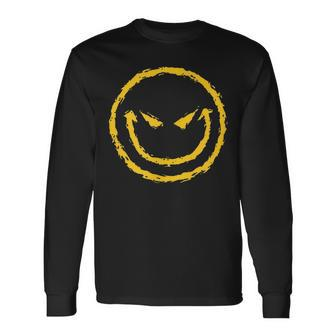 Evil Smiley Face Custom 100 Cotton Long Sleeve T-Shirt T-Shirt | Mazezy