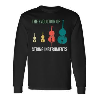 Evolution Of String Instruments Violin Cello Double Bass Long Sleeve T-Shirt | Mazezy