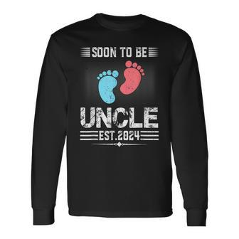 Expecting New Uncle Soon To Be Promoted To Uncle 2024 Long Sleeve T-Shirt - Thegiftio UK