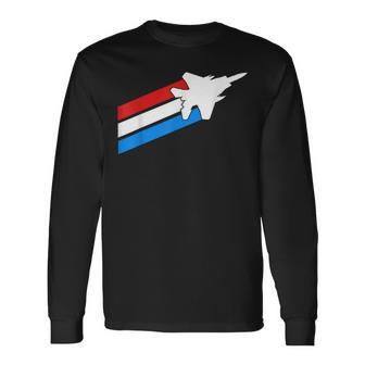 F-15 Eagle Patriotic Flag Military Jet Fighter Long Sleeve T-Shirt | Mazezy