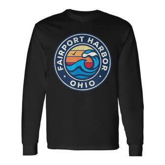 Fairport Harbor Ohio Oh Vintage Nautical Waves Long Sleeve T-Shirt | Mazezy
