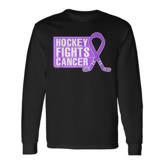 Family Member Support Hockey Fights Cancer Awareness Long Sleeve T-Shirt - Seseable