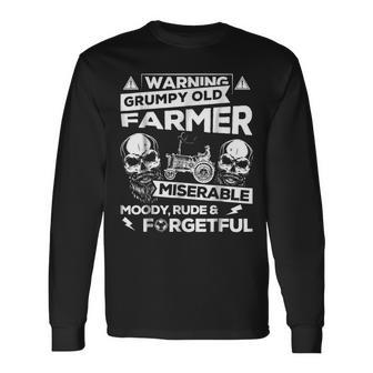 Farmer Grumpy Old Grandpa Farmer Long Sleeve T-Shirt T-Shirt | Mazezy