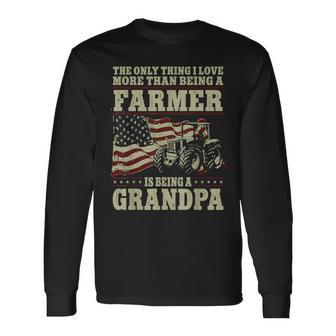 Farming Farmer Grandpa Vintage Tractor American Flag The Long Sleeve T-Shirt T-Shirt | Mazezy AU