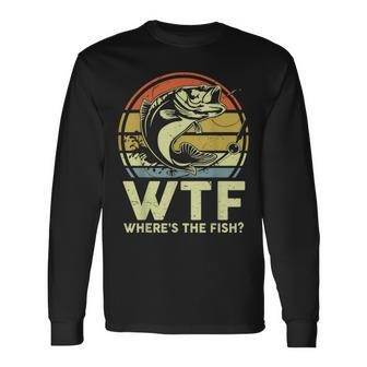 Father Day Fishing Wtf Wheres The Fish Vintage Fishing Long Sleeve T-Shirt T-Shirt | Mazezy