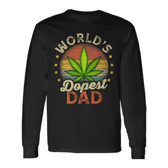 Fathers Day 420 Weed Dad Vintage Worlds Dopest Dad Long Sleeve T-Shirt T-Shirt | Mazezy