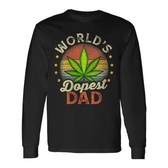 Fathers Day 420 Weed Dad Vintage Worlds Dopest Dad Long Sleeve T-Shirt T-Shirt | Mazezy