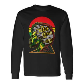 Fathers Day Black Father Afro African American Dad Vintage Long Sleeve T-Shirt - Thegiftio UK