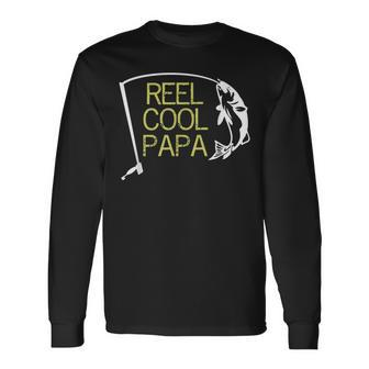 Father's Day Fishing Reel Cool Papa Dad Long Sleeve T-Shirt | Mazezy