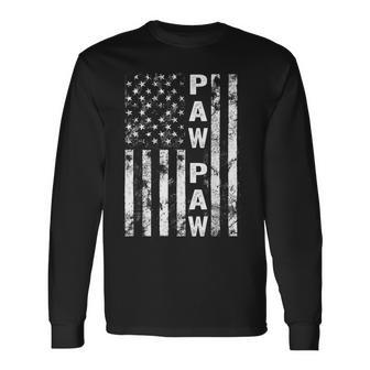 Fathers Day Paw Paw America Flag Long Sleeve T-Shirt T-Shirt | Mazezy