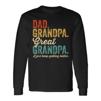 Fathers Day Present From Grandkid Dad Grandpa Great Grandpa Long Sleeve T-Shirt | Mazezy