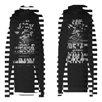 My Favorite Wrestler Calls Me Pawpaw Father's Day Long Sleeve T-Shirt | Mazezy