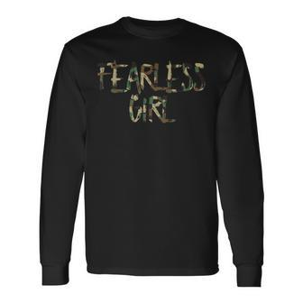Fearless Girl Camo I Zombie Hunter Camouflage Lover Zombie Long Sleeve T-Shirt | Mazezy