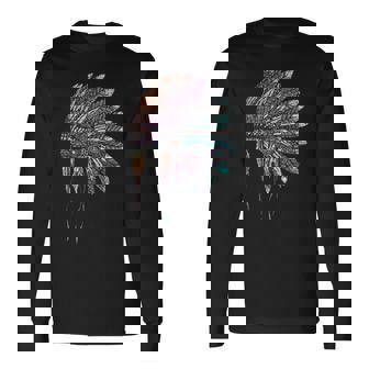 Feathers Headdress Native American Roots Native American Long Sleeve T-Shirt | Mazezy
