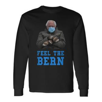 Feel The Bern Bernie Sanders Sitting Mittens Meme Meme Long Sleeve T-Shirt T-Shirt | Mazezy
