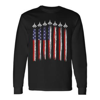 Fighter Jet Airplane Usa Flag 4Th Of July Patriotic Boy Long Sleeve T-Shirt T-Shirt | Mazezy