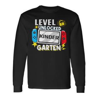 First Day Of Kindergarten Level Unlocked Game Back To School Long Sleeve T-Shirt T-Shirt | Mazezy