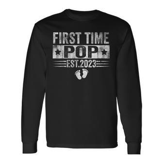 First Time Pop Est 2023 Fathers Day Long Sleeve T-Shirt | Mazezy