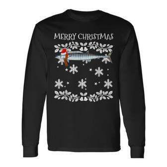 Fish Merry Christmas Ornament Wahoo Ugly Xmas Long Sleeve T-Shirt - Seseable