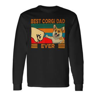 Fist Bump Best Corgi Dad Ever Long Sleeve T-Shirt - Monsterry UK