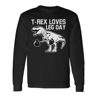 Fitness Workout Clothes Trex Loves Leg Day Long Sleeve T-Shirt - Monsterry