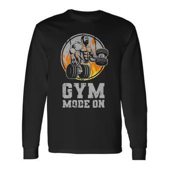 Fitness Workout Gym Bodybuilder Gym Mode On Bodybuilding Long Sleeve T-Shirt - Monsterry CA
