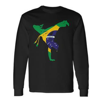 Flag Of Brazil Capoeira Long Sleeve T-Shirt | Mazezy