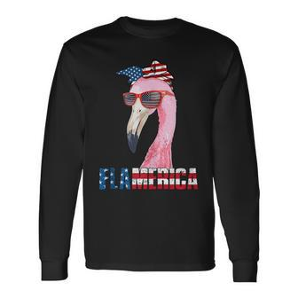 Flamingo 4Th Of July Flamerica Patriotic Long Sleeve T-Shirt - Monsterry DE