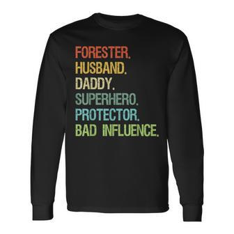 Forester Husband Daddy Superhero Protector Dad Long Sleeve T-Shirt | Mazezy