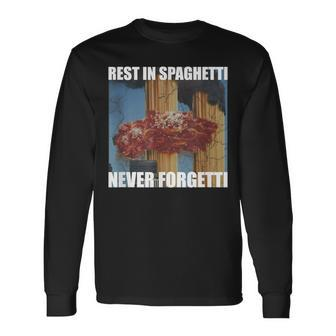 Never Forgetti Rest In Spaghetti Meme Rip Long Sleeve T-Shirt | Mazezy DE