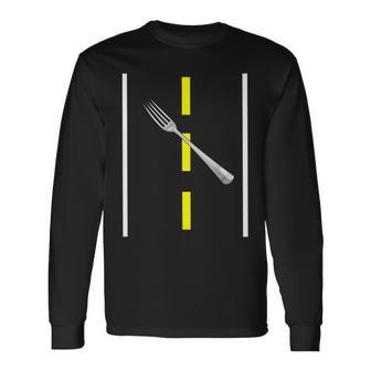A Fork In The Road Pun Halloween Costume Long Sleeve T-Shirt - Thegiftio UK