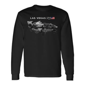 Formula Racing Open Wheel Car Las Vegas Circuit Usa Flag Long Sleeve T-Shirt - Thegiftio UK