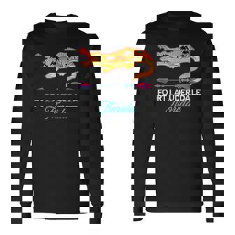 Fort Lauderdale Florida Alligator Retro Palm Trees Souvenir Long Sleeve T-Shirt T-Shirt | Mazezy