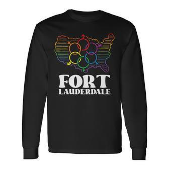 Fort Lauderdale Pride Flag Pride Month Lgbtq Flag Long Sleeve T-Shirt | Mazezy