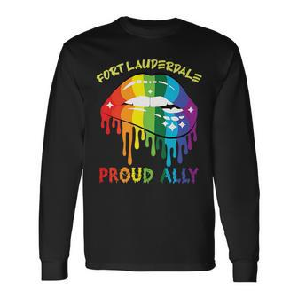 Fort Lauderdale Proud Ally Lgbtq Pride Sayings Long Sleeve T-Shirt T-Shirt | Mazezy DE