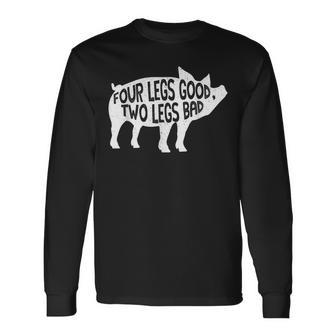 Four Legs Good Two Legs Bad Cool For Book Lovers Long Sleeve T-Shirt T-Shirt | Mazezy